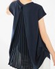 Back Pleated Solid Color Loose Short Sleeves Round-Neck T-Shirts Tops