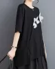 Contrast Color Half Sleeves Irregularity Round-Neck T-Shirts Tops