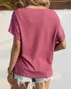 Solid Color Short Sleeves Boat Neck T-Shirts Tops