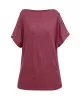 Solid Color Short Sleeves Boat Neck T-Shirts Tops