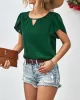 Hollow Solid Color Loose Short Sleeves Round-Neck T-Shirts Tops