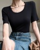 Solid Color Short Sleeves Skinny Round-Neck T-Shirts