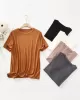 Solid Color Split-Joint Loose Short Sleeves Round-neck T-Shirts Tops