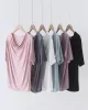 Pleated Solid Color Short Sleeves Heaps Collar T-Shirts Tops