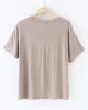 Solid Color Split-Joint Loose Short Sleeves V-neck T-Shirts Tops