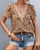 Printed Petal Sleeves Short Sleeves V-Neck T-Shirts Tops