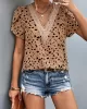 Printed Petal Sleeves Short Sleeves V-Neck T-Shirts Tops