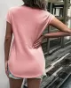 Hollow Solid Color Zipper Short Sleeves Round-Neck T-Shirts Tops