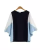 Contrast Color Split-Joint Batwing Sleeves Loose Round-Neck T-Shirts Tops