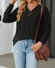 Split-Joint Long Sleeves Loose V-Neck T-Shirts