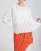 Pleated Solid Color Batwing Sleeves Loose Round-Neck T-Shirts Tops