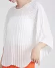 Pleated Solid Color Batwing Sleeves Loose Round-Neck T-Shirts Tops