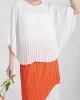 Pleated Solid Color Batwing Sleeves Loose Round-Neck T-Shirts Tops