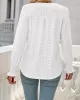 Elasticity Hollow Solid Color Long Sleeves Loose V-neck T-Shirts Tops