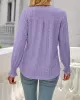 Elasticity Hollow Solid Color Long Sleeves Loose V-neck T-Shirts Tops