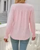 Elasticity Hollow Solid Color Long Sleeves Loose V-neck T-Shirts Tops