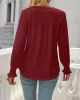 Elasticity Hollow Solid Color Long Sleeves Loose V-neck T-Shirts Tops