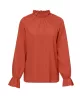 Elasticity Ruffled Solid Color Long Sleeves Ruffle Sleeves Mock Neck T-Shirts Tops