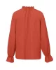 Elasticity Ruffled Solid Color Long Sleeves Ruffle Sleeves Mock Neck T-Shirts Tops