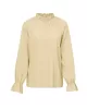 Elasticity Ruffled Solid Color Long Sleeves Ruffle Sleeves Mock Neck T-Shirts Tops