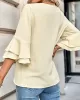 Solid Color Half Sleeves Loose V-Neck T-Shirts Tops