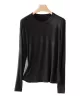 Solid Color Long Sleeves Round-neck Skinny T-Shirts Tops