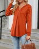 Buttoned Drawstring Hooded Solid Color Long Sleeves Loose V-Neck T-Shirts Tops