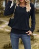 Colorful Solid Color Long Sleeves Loose Square-neck T-Shirts Tops