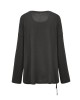 Asymmetric Drawstring Hollow Solid Color Long Sleeves Loose Round-Neck T-Shirts Tops