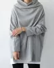 Urban Black&Gray High-Neck Long Sleeve Oversize T-Shirt