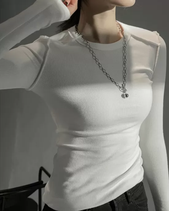 Simple Solid Color Round-Neck Long Sleeves T-Shirt