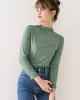 10 Colors Simple Solid Color Long Sleeves High-Neck T-Shirt Top