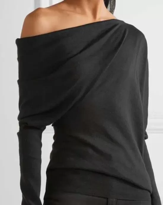 Urban Asymmetric One-Shoulder Long Sleeves T-Shirt Top