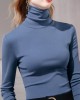 Simple 9 Colors High-Neck Long Sleeves T-Shirt Top