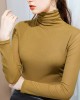 13 Colors High-Neck  Solid Color Long Sleeves T-Shirt Top