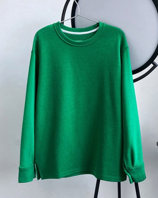 3 Colors Loose Casual Solid Color Split-Side T-Shirt Top