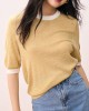 Contrast Color Loose Short Sleeves Round-Neck T-Shirts