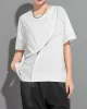 Asymmetric Split-Joint Zipper Loose Short Sleeves Round-neck T-Shirts Tops