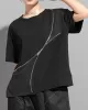 Asymmetric Split-Joint Zipper Loose Short Sleeves Round-neck T-Shirts Tops