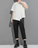 Asymmetric Solid Color Split-Joint Loose Short Sleeves Round-Neck T-Shirts Tops