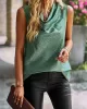 Leopard Loose Sleeveless Heaps Collar Vest Top