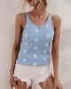 Hollow Polka-Dot High-Low Sleeveless Round-Neck Vest Top