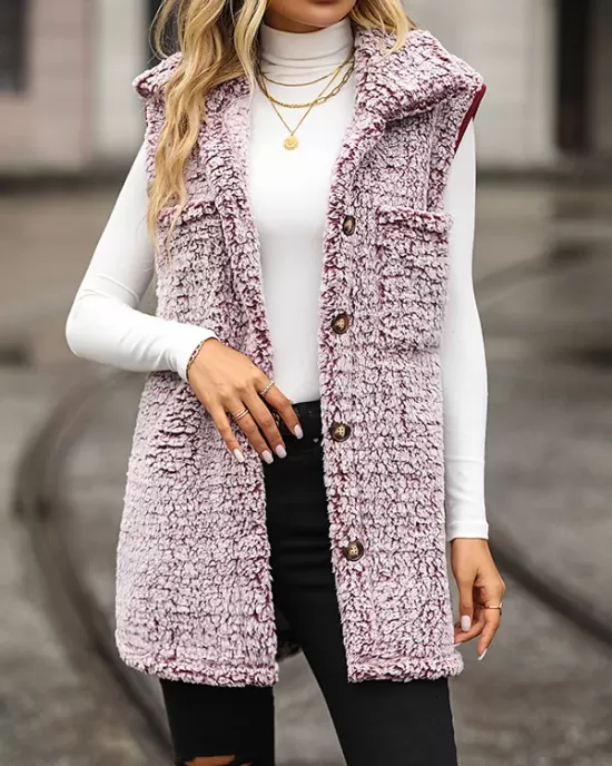 Split-Joint Velvet Loose Plus Size Lapel Vest Outerwear