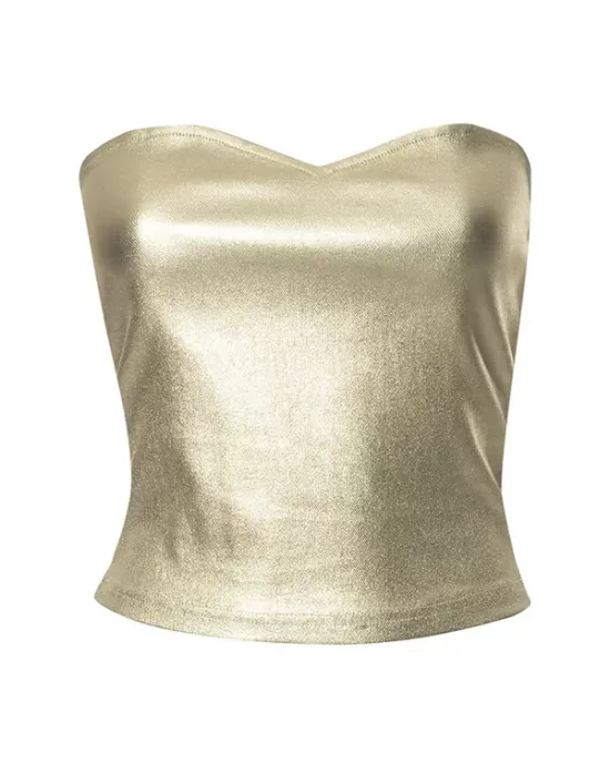 Shiny Solid Color Skinny Sleeveless Tube Vest Top