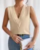 Layered Solid Color Loose Sleeveless V-Neck Vest Top