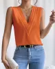 Layered Solid Color Loose Sleeveless V-Neck Vest Top