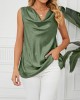 Solid Color Split-Joint Loose Sleeveless V-neck Vest Top