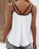 Contrast Color Hollow Split-Joint Loose Sleeveless Spaghetti-Neck Vest Top