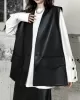 Buttoned Pockets Solid Color Loose Sleeveless V-neck Vest Outerwear