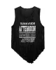 Asymmetric Letter Print Pleated Loose Sleeveless Round-Neck Vest Top